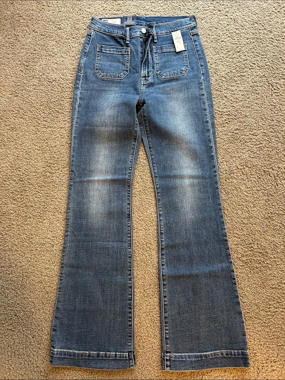 GAP High Rise Stretch Flare Patch Pockets Jeans